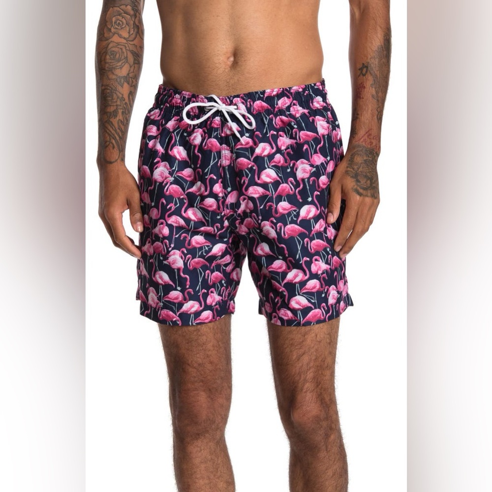 EUC Trunks Swim Shorts Real Pink Flamingo